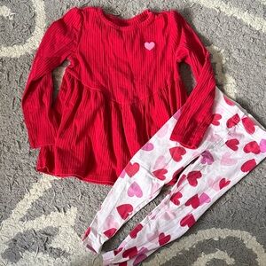 Carter's Red Top and Heart Print Leggings Set